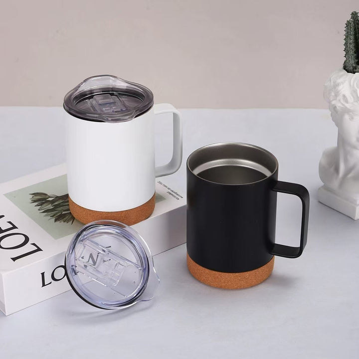 Ladies elegant coffee mug with cork bottom and transparent lid Bowlift