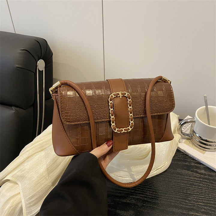 Crocodile Patterned Chain Strap Handbag Bowlift