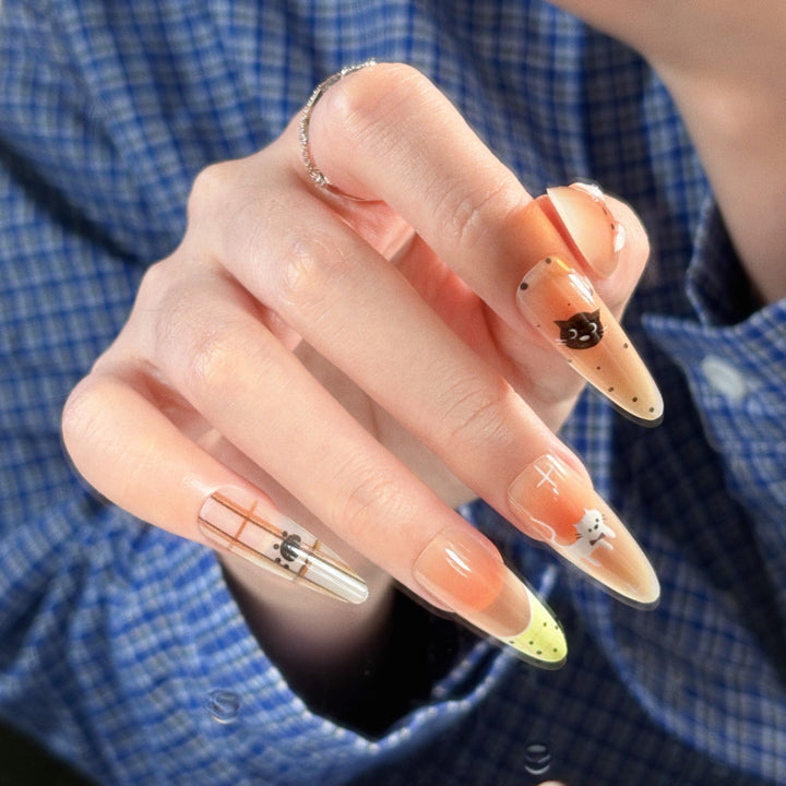 Decorative Character-Themed Press-On Nails with 3D Elements Bowlift