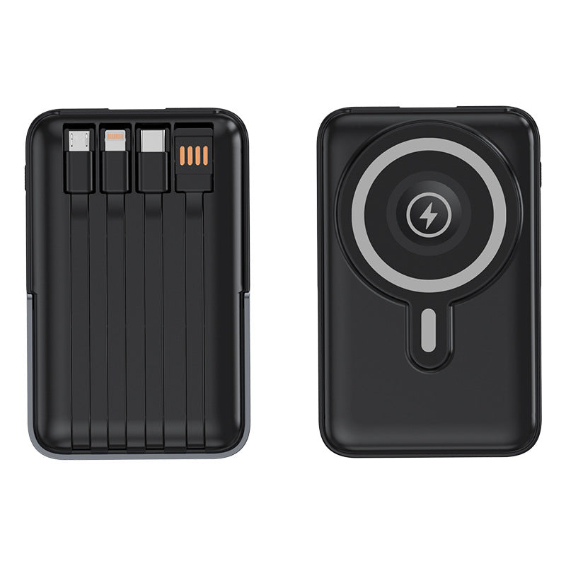 Portable power bank with integrated charging cables and MagSafe function Bowlift