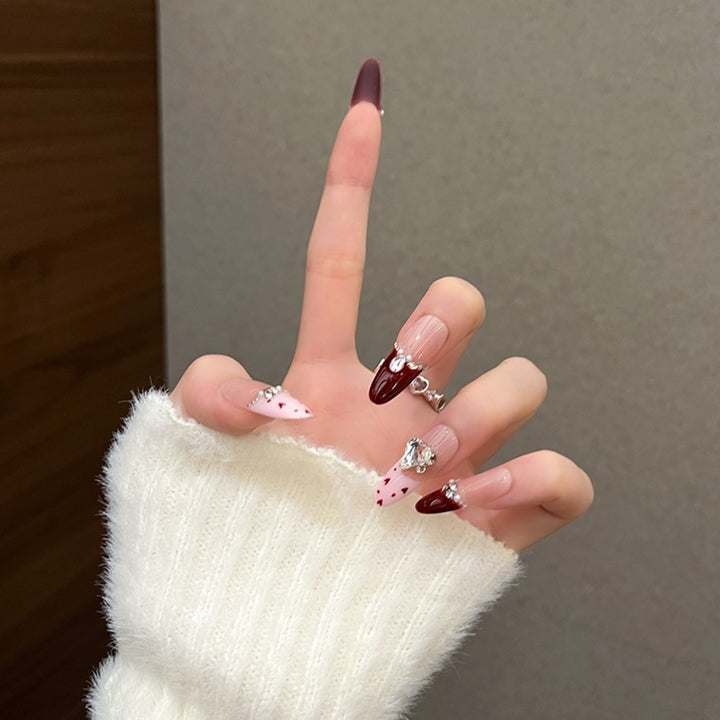 Glamorous Rhinestone-Embellished Stiletto Press-On Nails Bowlift