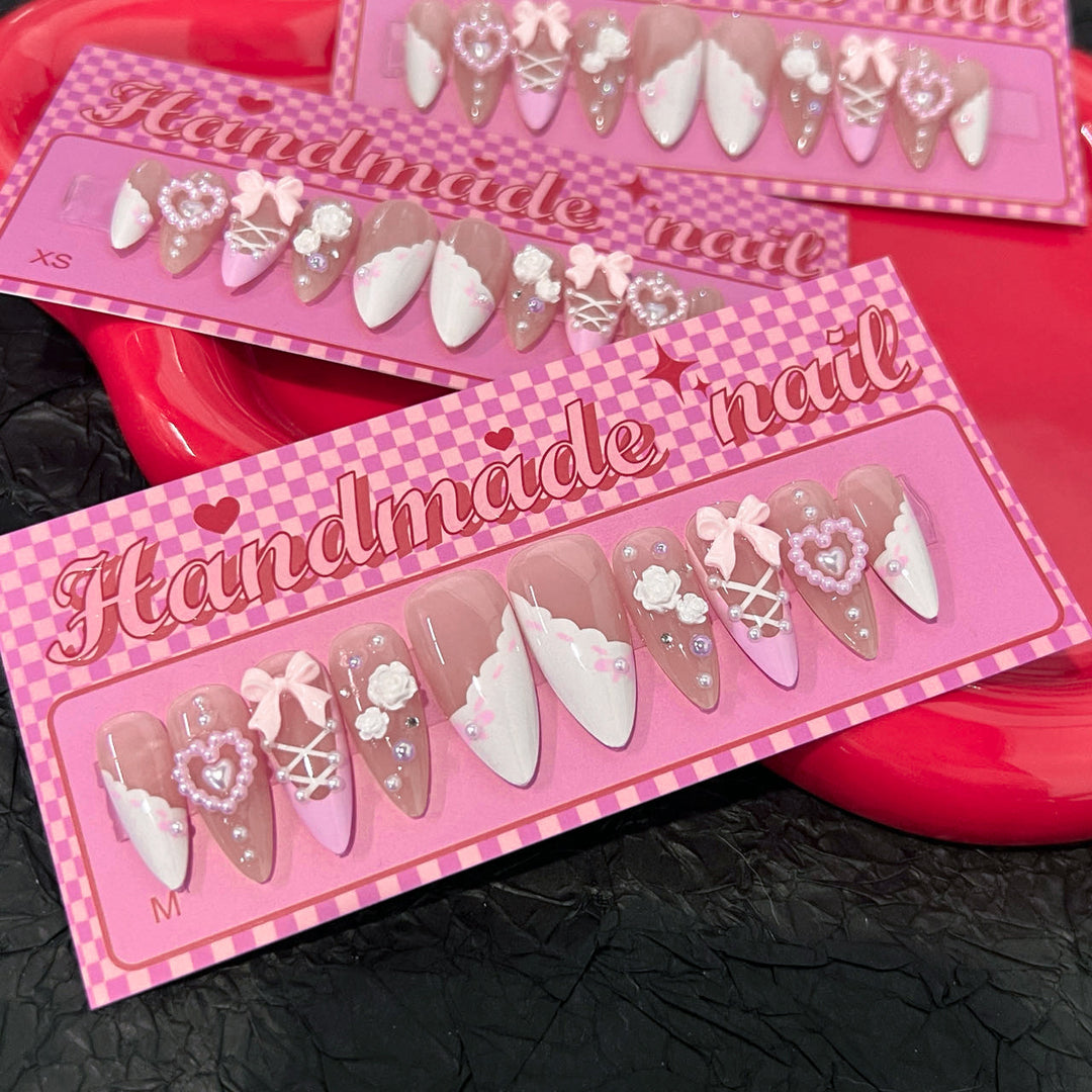 Artful stiletto nails with romantic accents Bowlift