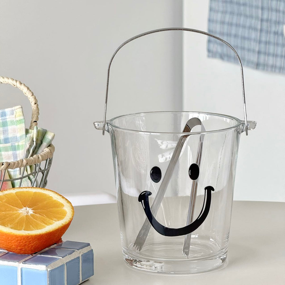 Smiley Ice Bucket with Metal Handle and Stainless Steel Tongs Bowlift