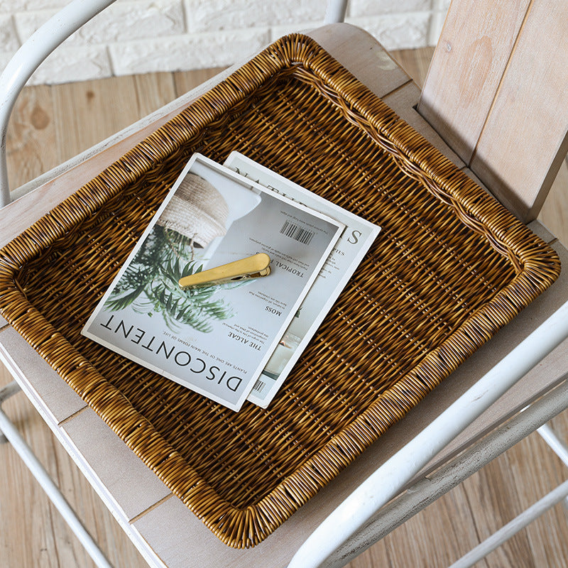 Unisex Rectangular Storage Basket made of braided rattan Bowlift