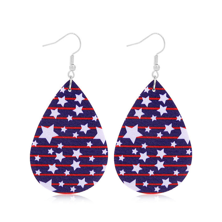 Women's lightweight drop earrings with stars-and-stripes design made of vegan leather Bowlift