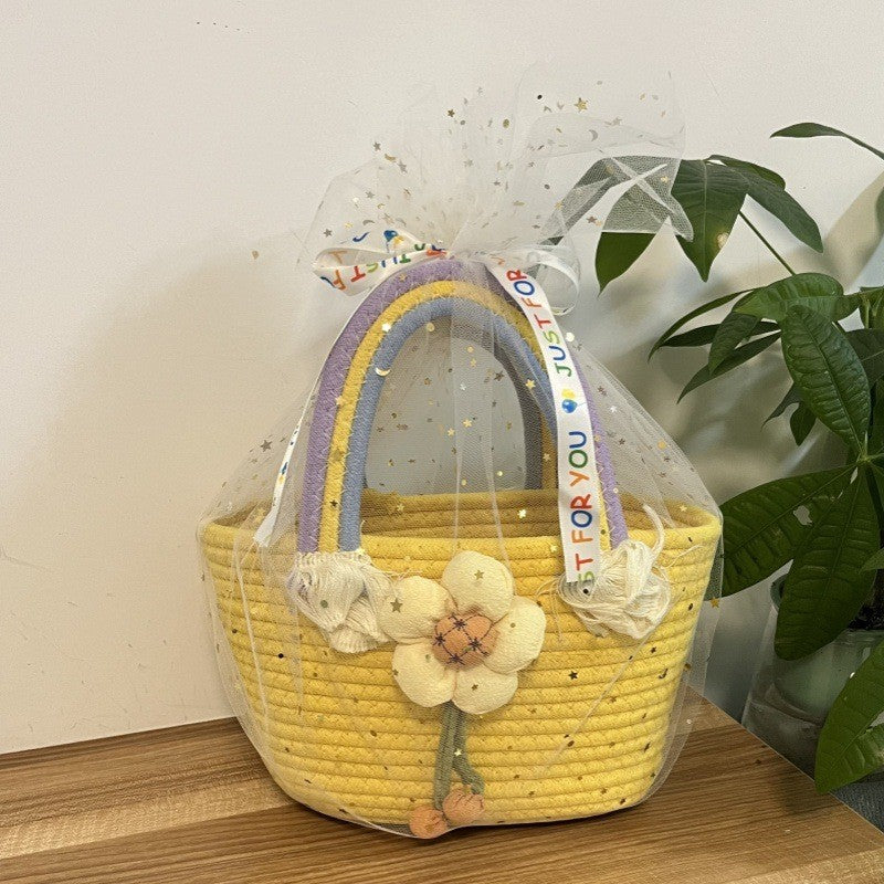 Women's handmade basket bag with color-coordinated handle accents Bowlift
