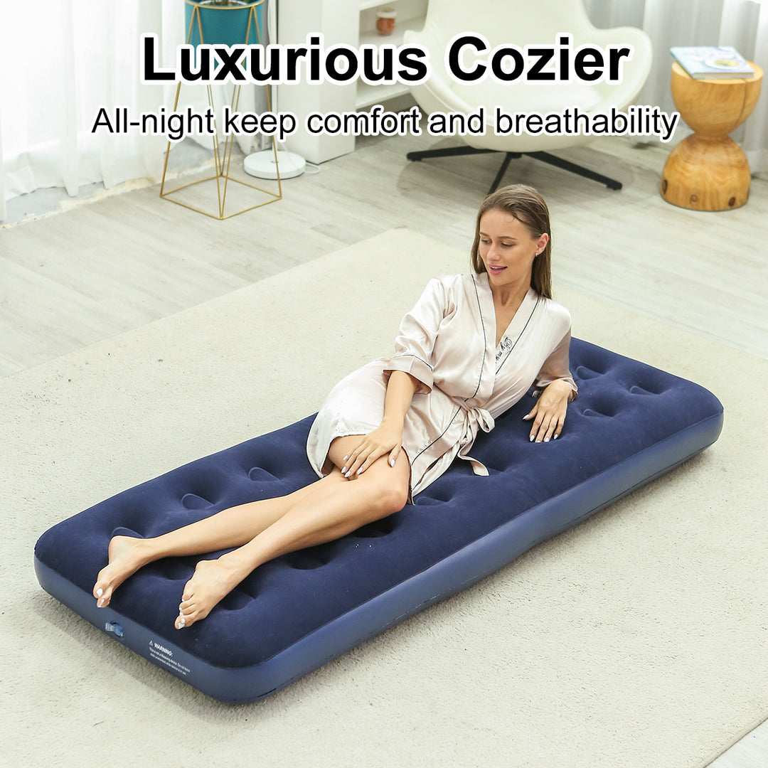 Women's Inflatable Luxury Air Mattress with Soft Velour Surface Bowlift