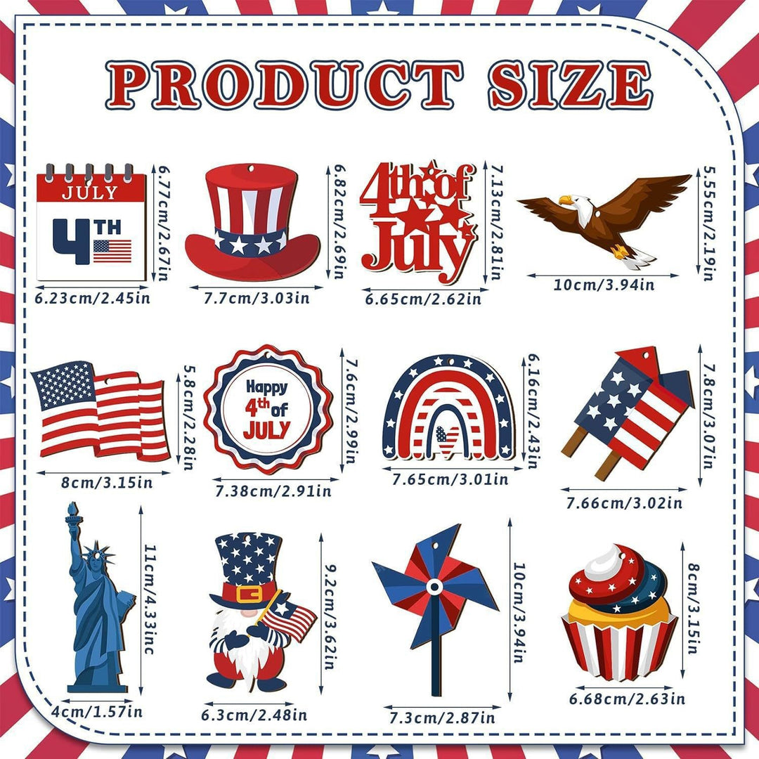 Unisex nan patriotic wooden hanging ornaments assorted Fourth of July USA cutout decorations Bowlift