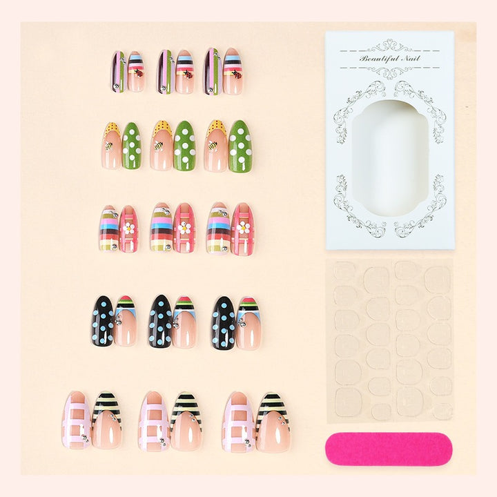 Acrylic nail set with colorful patterns and creative designs Bowlift