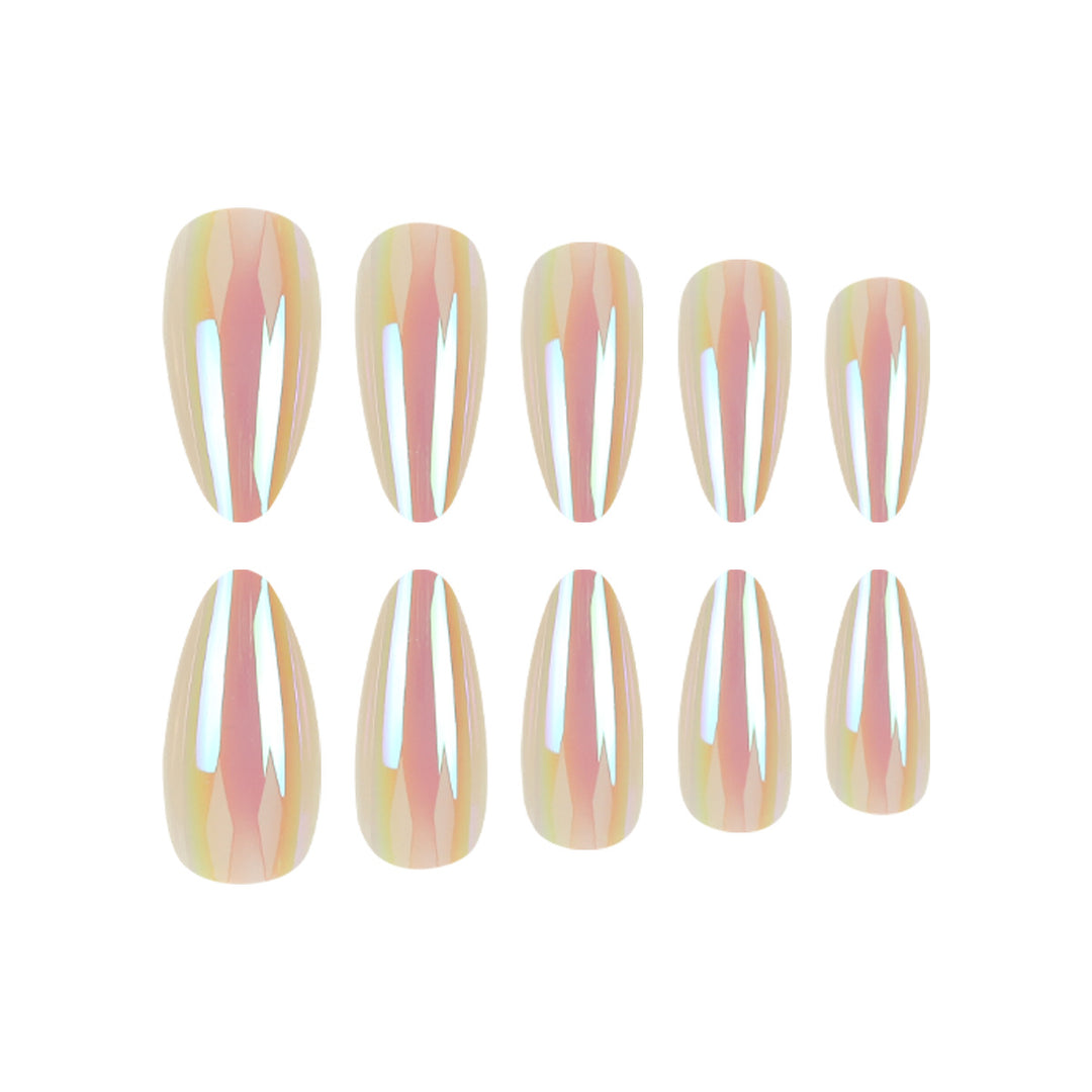 Iridescent Almond Shape Press-On Nails Bowlift