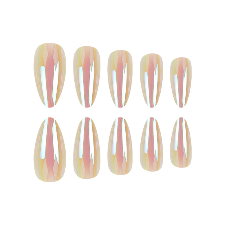 Iridescent Almond Shape Press-On Nails Bowlift