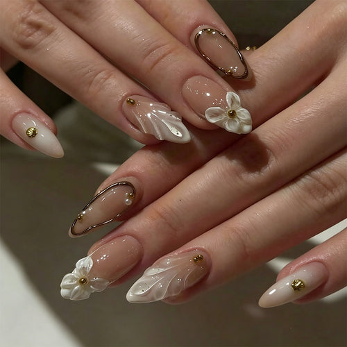 Floral Elegance Press-On Nail Tips Bowlift