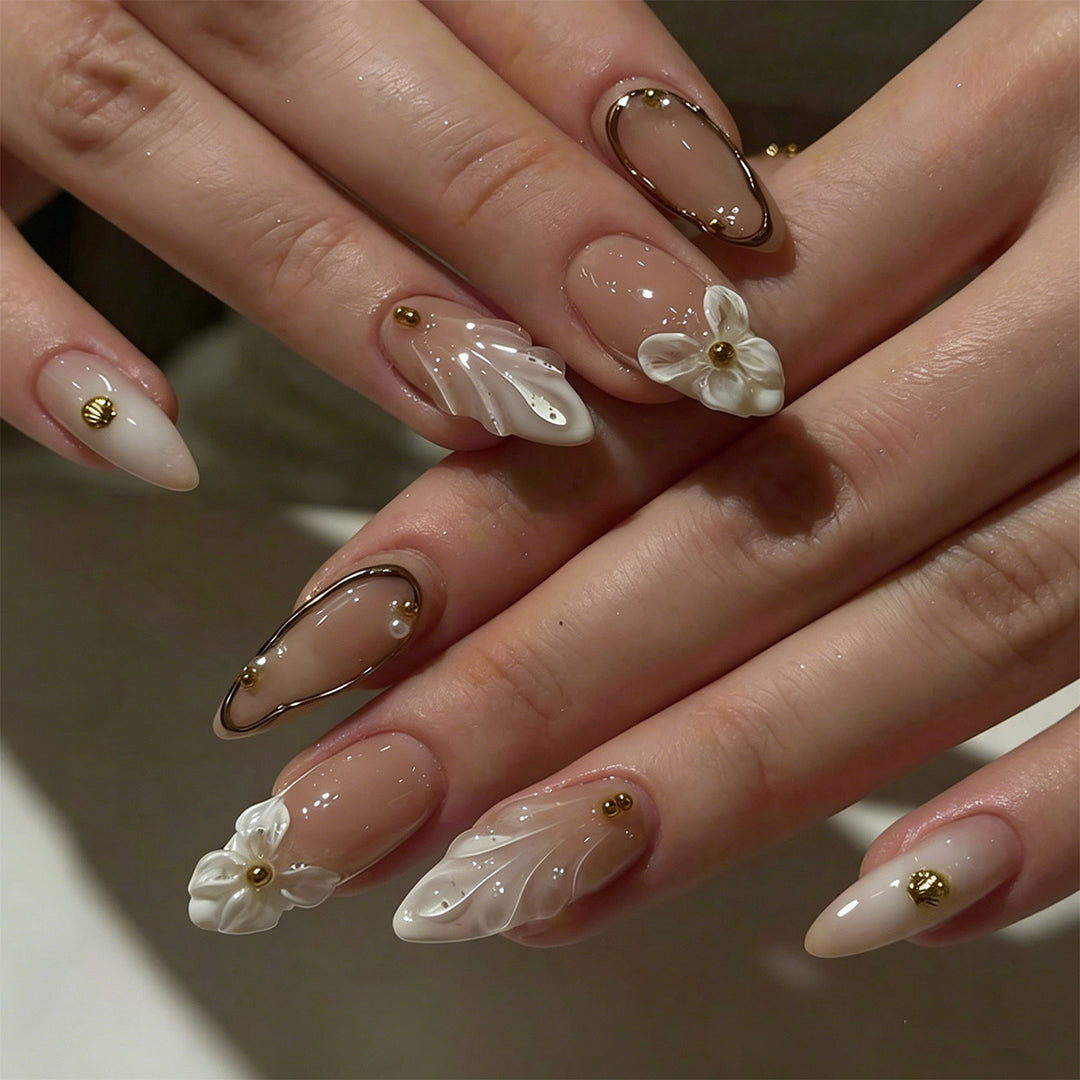 Floral Embellished Press-On Nail Extensions Bowlift