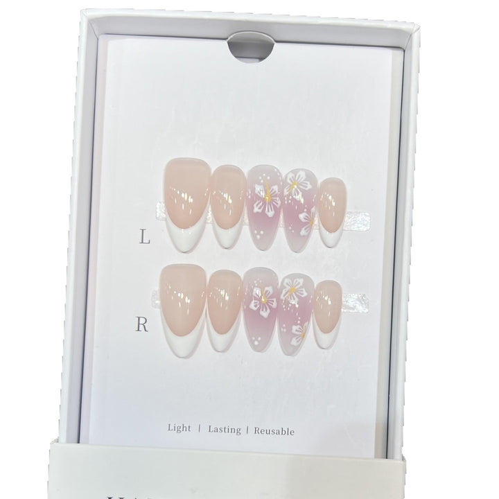 Floral-Design Reusable Press-On Nail Set Bowlift