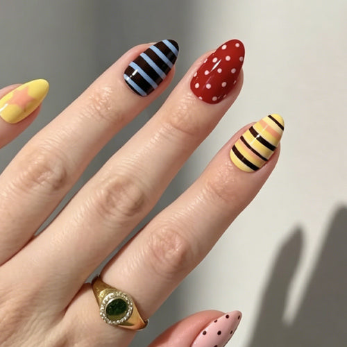 Artistic Patterned Stiletto Nails Bowlift