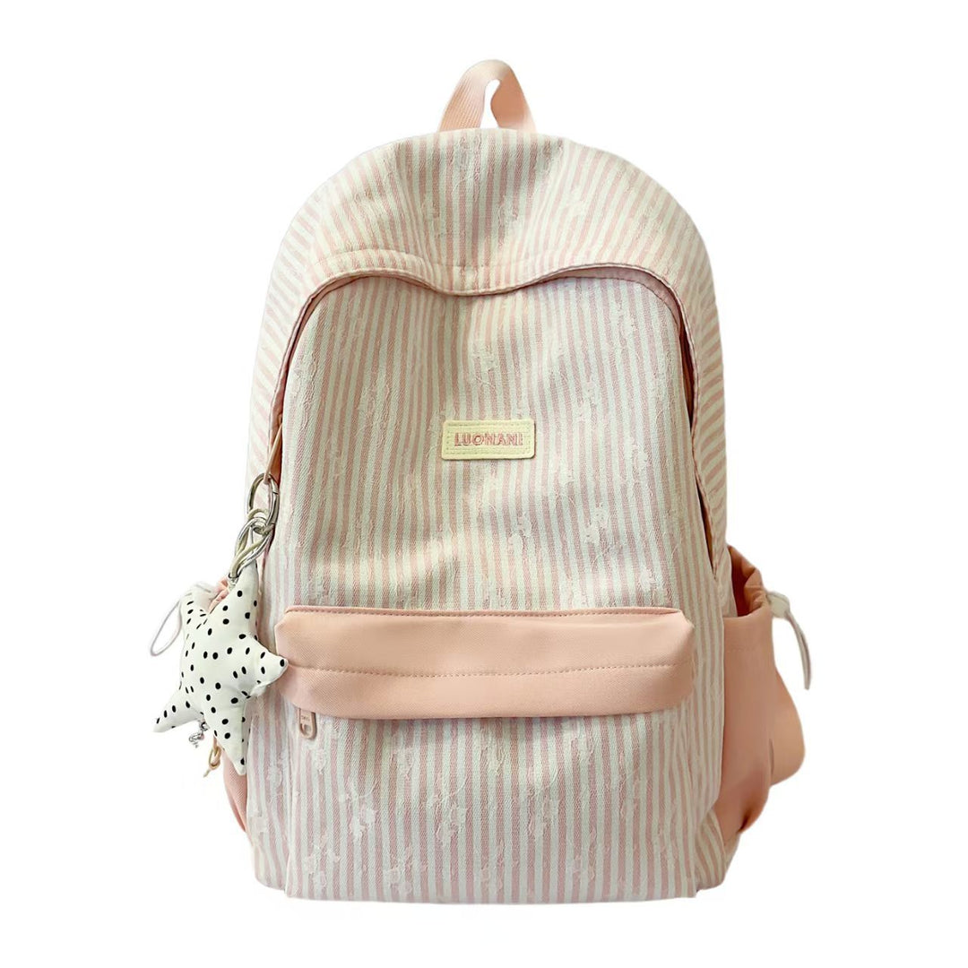 Lightweight Striped Casual Backpack Bowlift