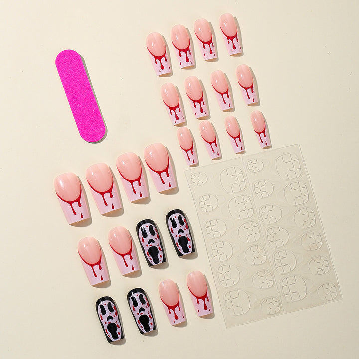 Gothic Blood-Spatter Acrylic Nail Art Extensions Bowlift