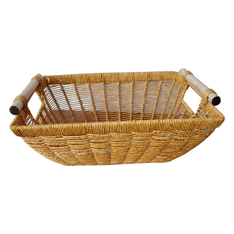 Handcrafted Wicker Storage Basket with Handles Bowlift