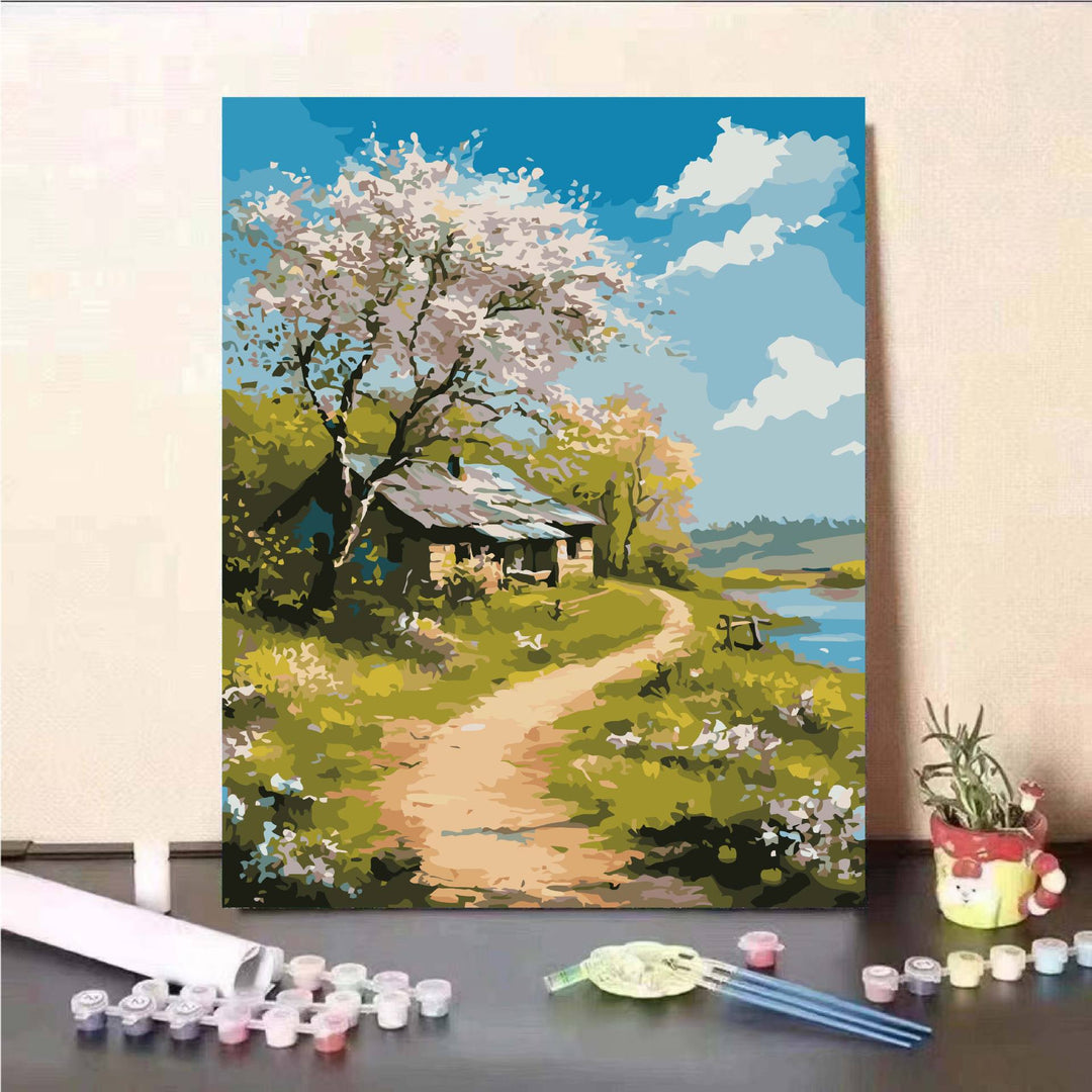 Scenic Mountain Lake Paint by Numbers Kit Bowlift