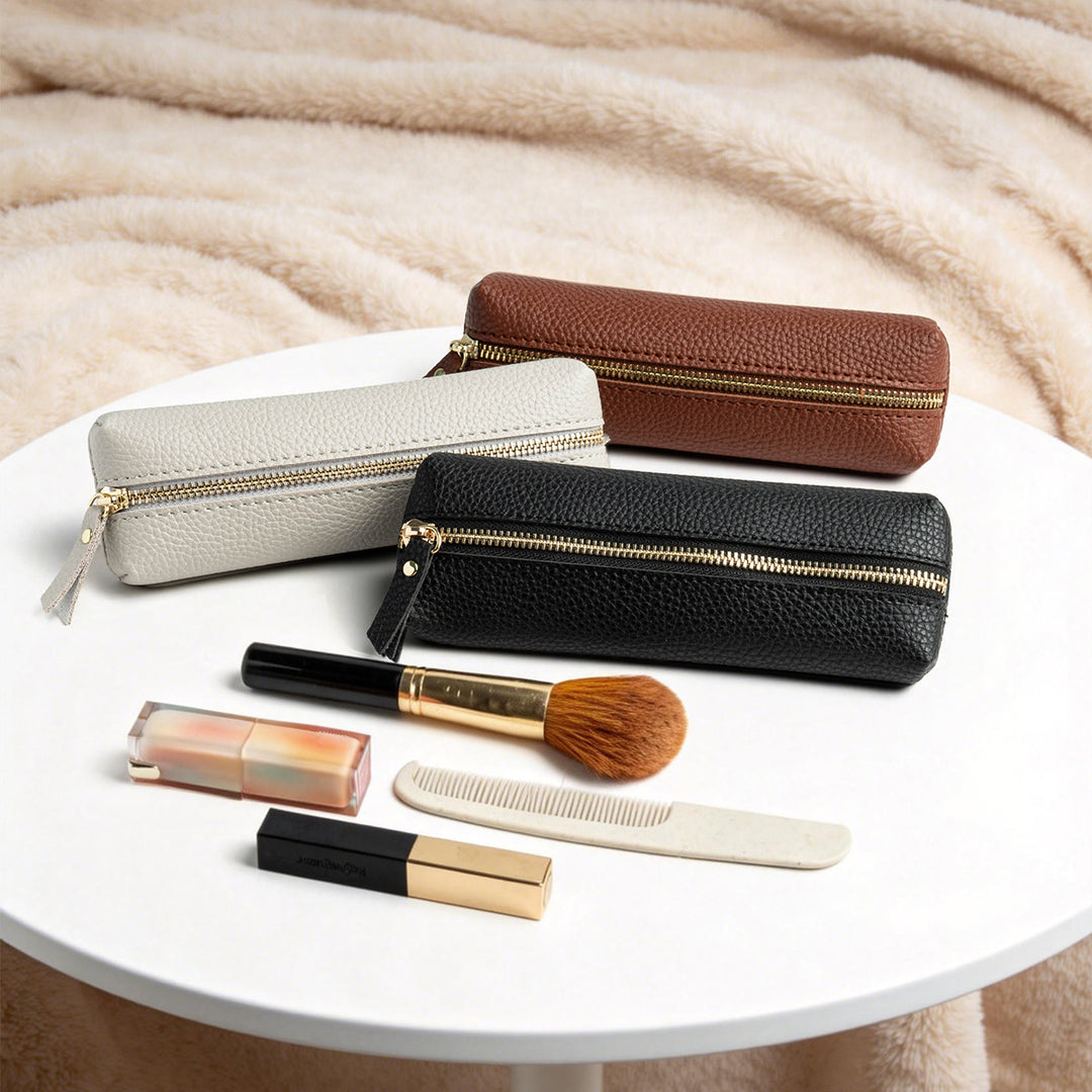 Leather Zippered Pencil Case Bowlift