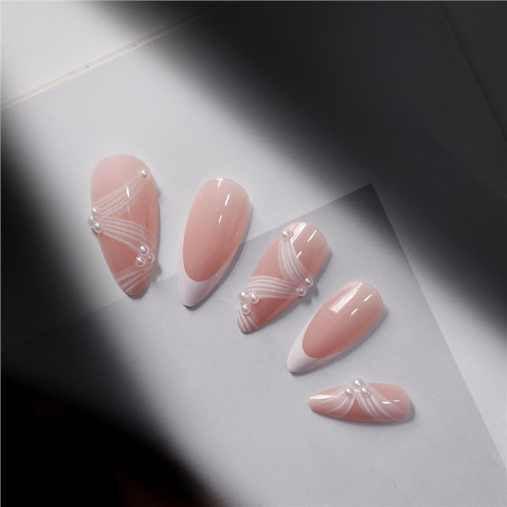 Elegant French Tip Press-On Nails Bowlift
