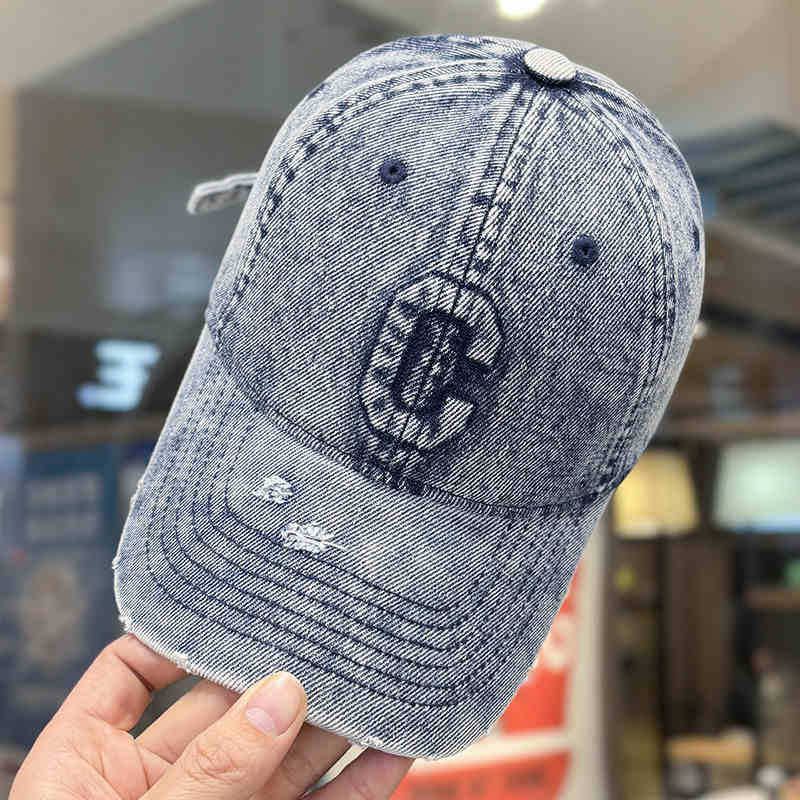 Men's Distressed Denim Baseball Cap Bowlift 1784188308