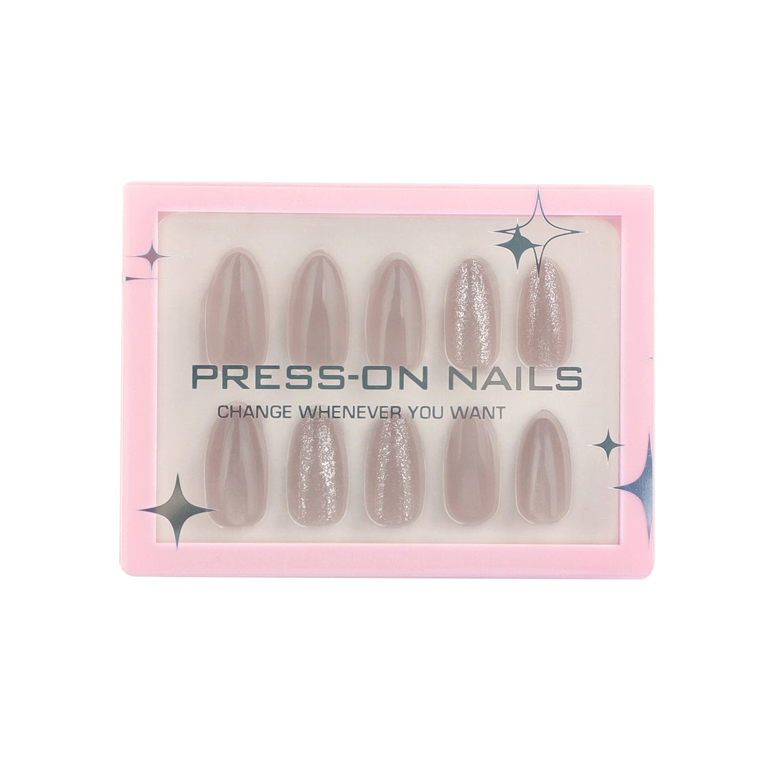 Artificial press-on nails with glitter accents Bowlift