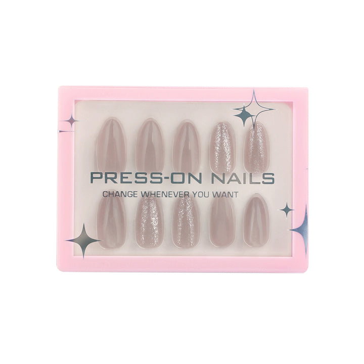 Artificial press-on nails with glitter accents Bowlift