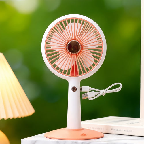 Women portable table fan with USB charging function and flexible tilt Bowlift