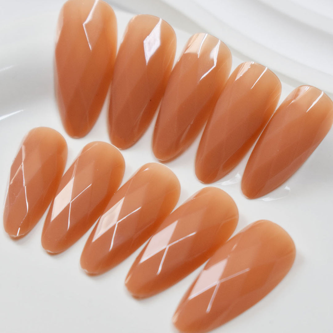 Premium Glossy Diamond-Shaped Press-On Nails Bowlift