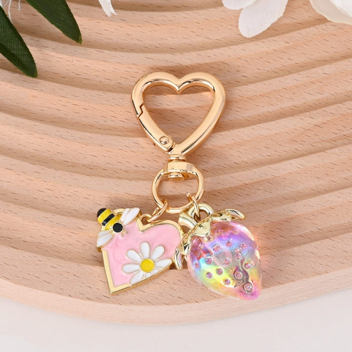 Keychain with Fruity Strawberry Design Bowlift