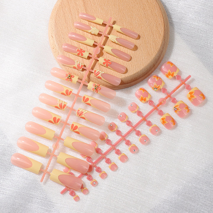 French-Inspired Floral Press-On Nail Set Bowlift