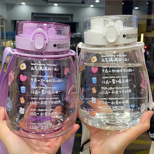 Women large motivational water bottle with leak-proof lid system Bowlift