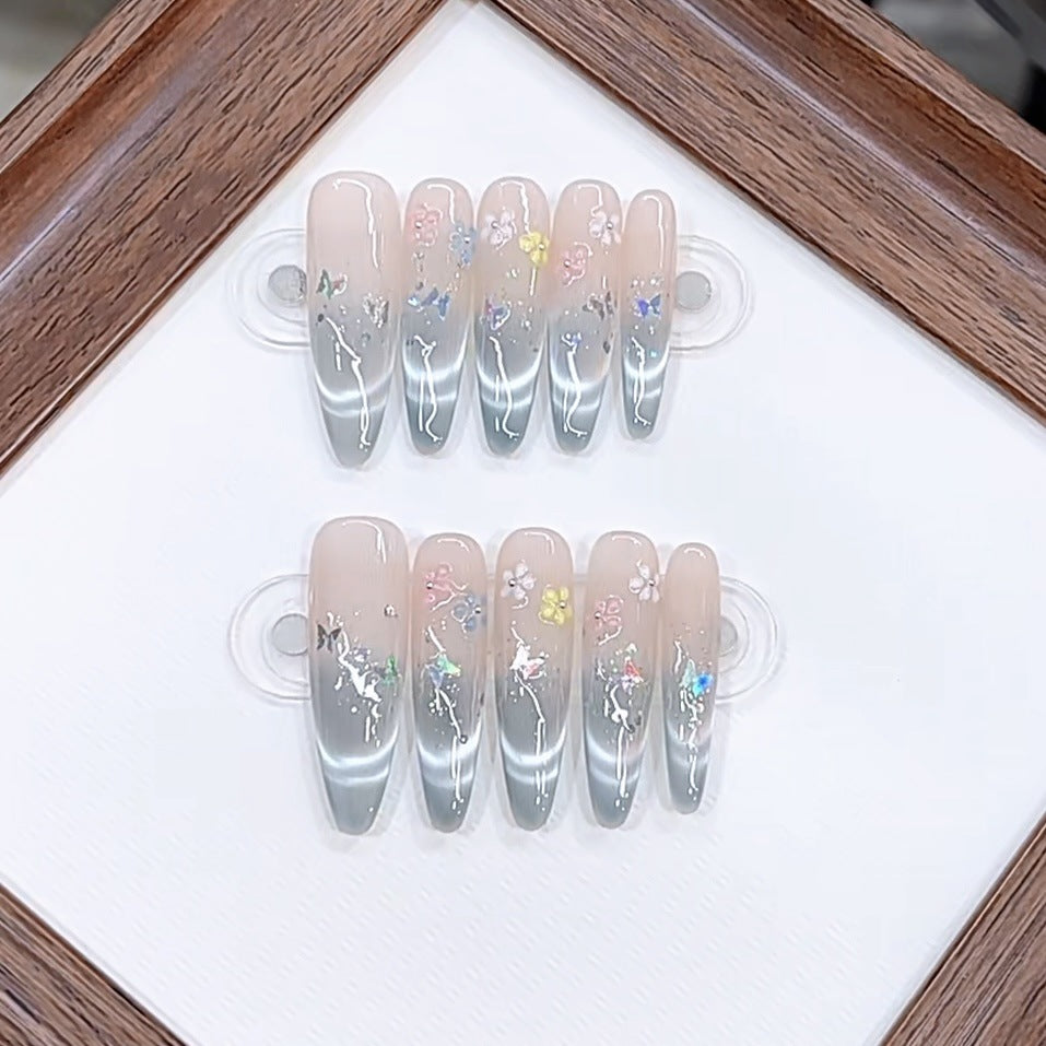 Artistic Floral Design Press-On Nail Set Bowlift