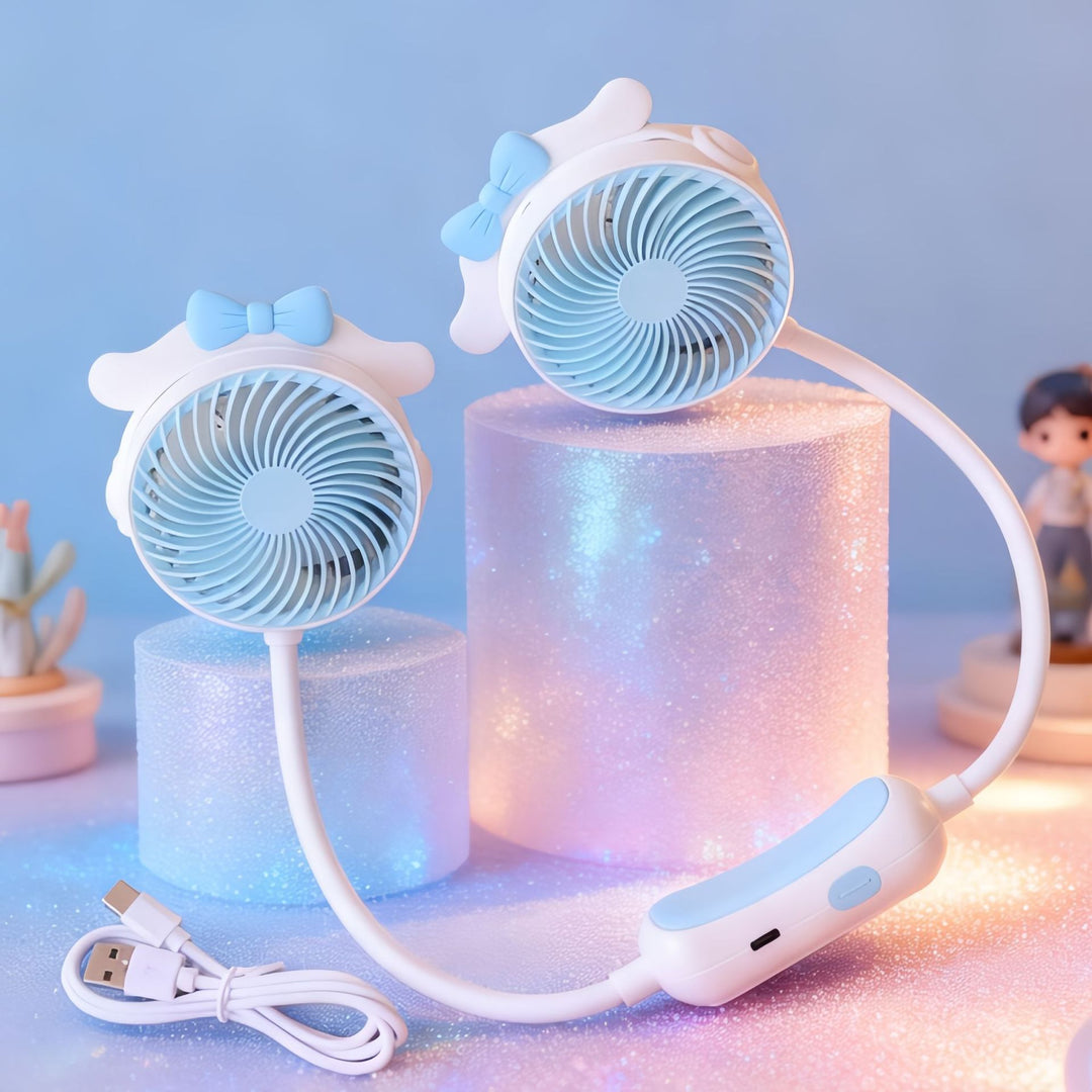 Women's Portable Mini Neck Fan with Dual Blower Bowlift