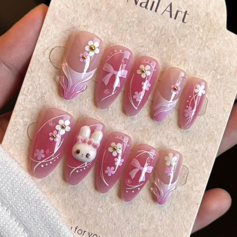 Artistic Playful Bunny Press-On Nail Set Bowlift