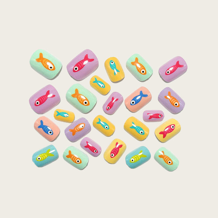 Creative artificial nails with playful fish design Bowlift