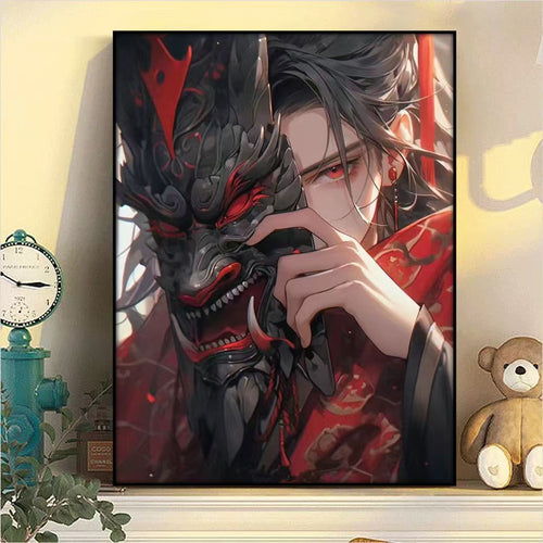 Dramatic Fantasy Mask Illustration Canvas Art Bowlift