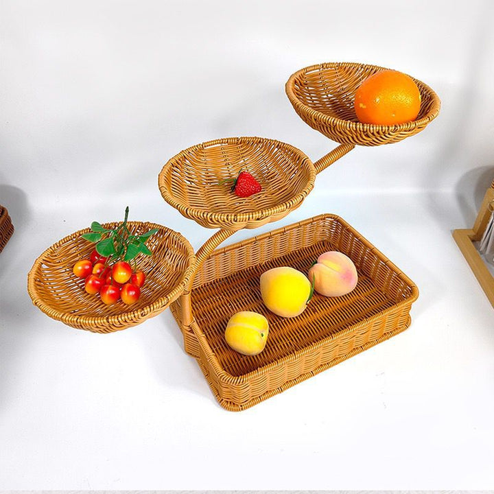 Unisex fruit and vegetable rack made of rattan with multiple levels Bowlift