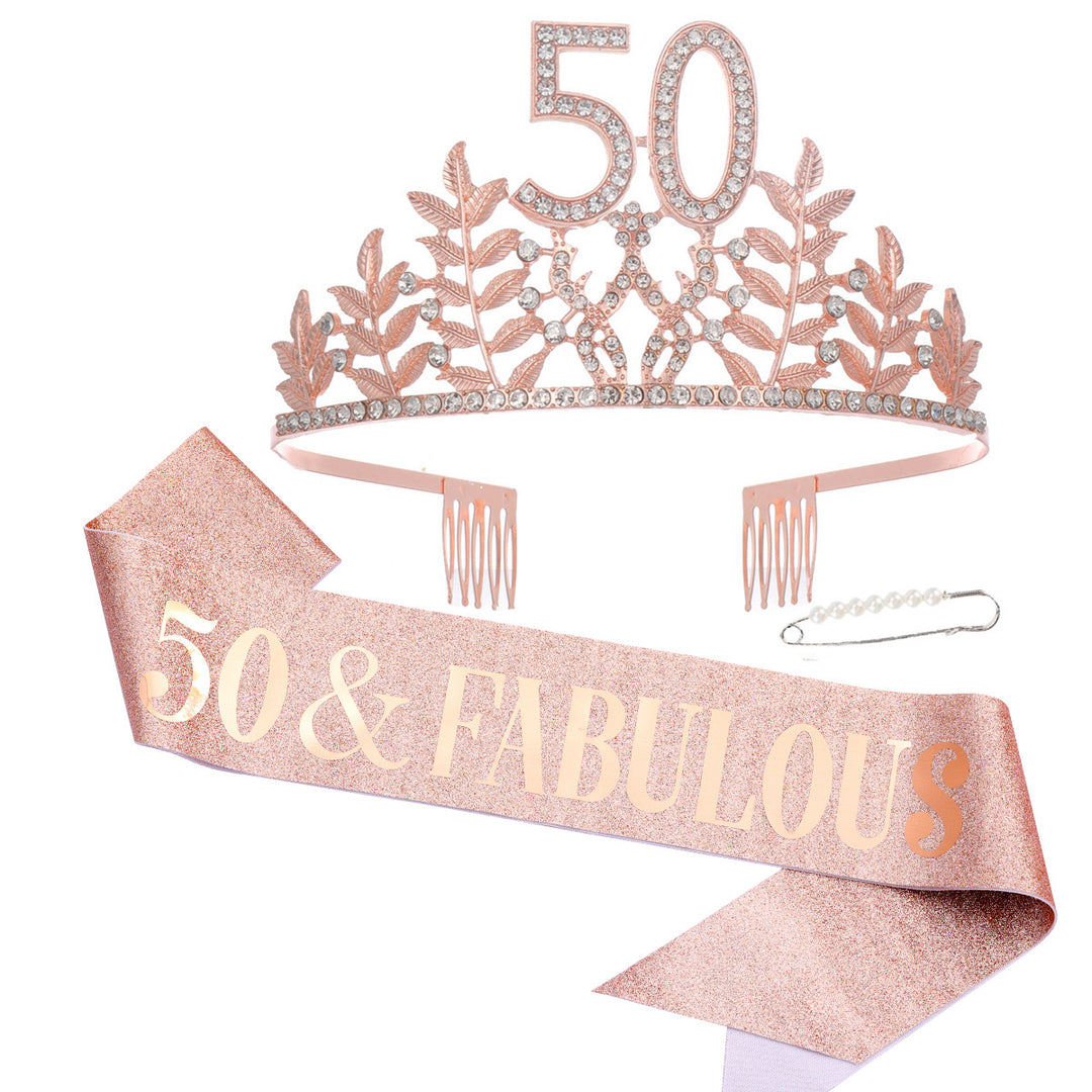 Women's Glamorous Birthday Crown with Shining Rhinestones Bowlift