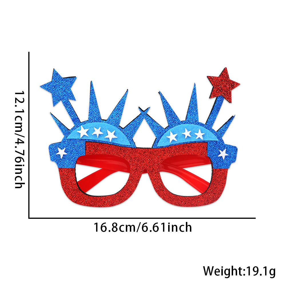 Unisex nan patriotic glitter novelty party glasses with USA letter topper Bowlift