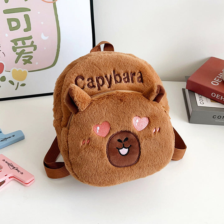 Plush Capybara-Themed Mini Backpack