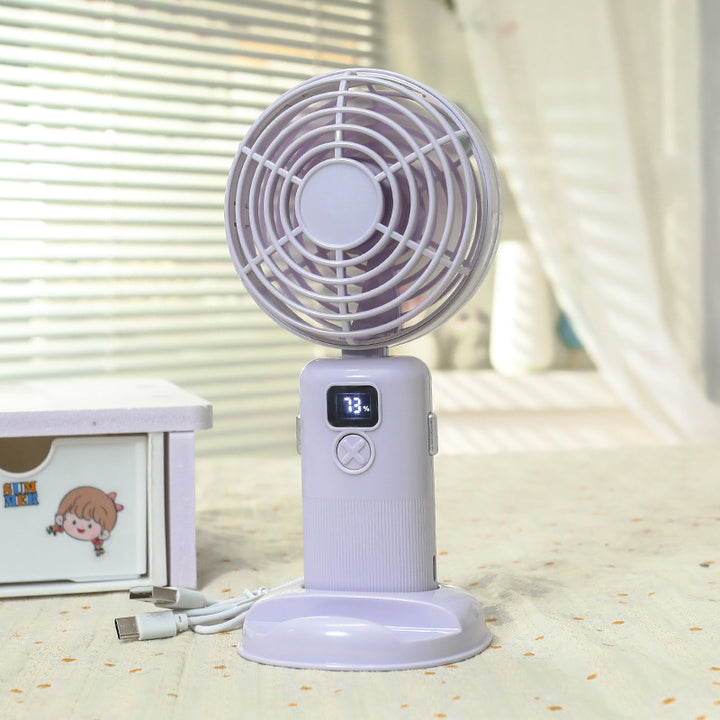 Women's portable USB table fan with LED display and flexible speed Bowlift
