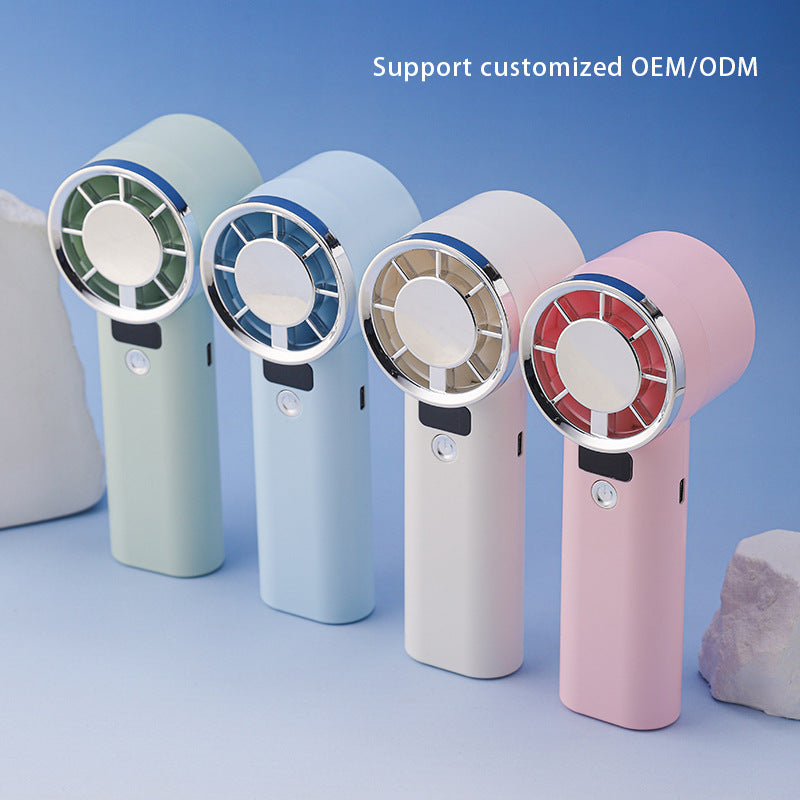 Ladies portable hand fan with digital display and five speed settings Bowlift