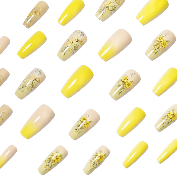 Decorative Floral Acrylic Nail Art Bowlift