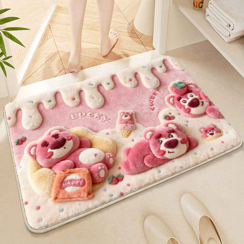Cute Cartoon Animal-Themed Plush Bath Mat