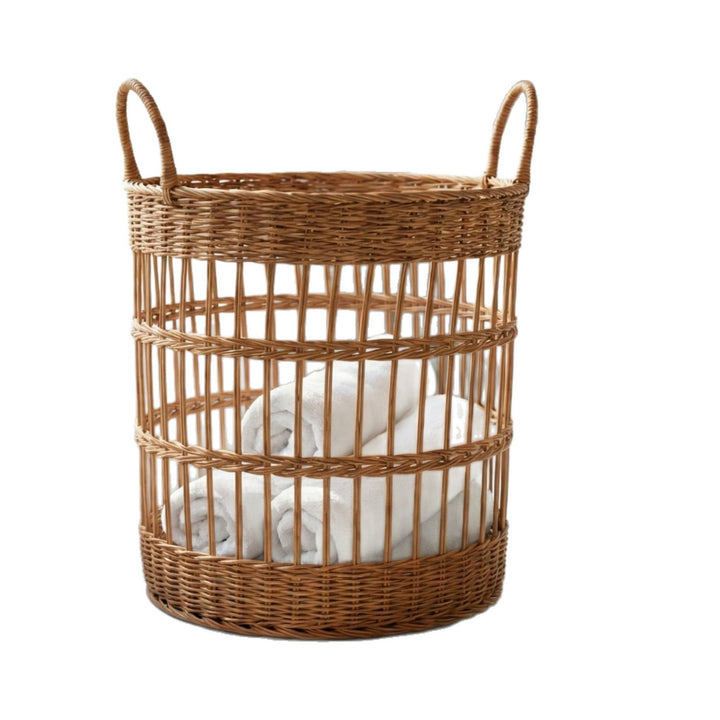 Handcrafted laundry basket made from natural rattan Bowlift