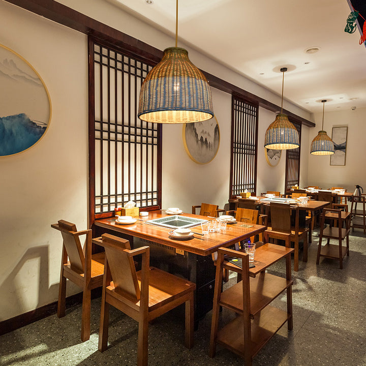 Woven Pendant Light Fixture Bowlift
