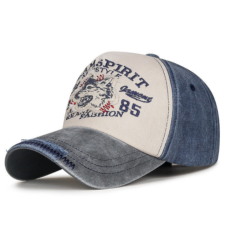 Men's Vintage-Inspired Wolf Graphic Baseball Cap Bowlift