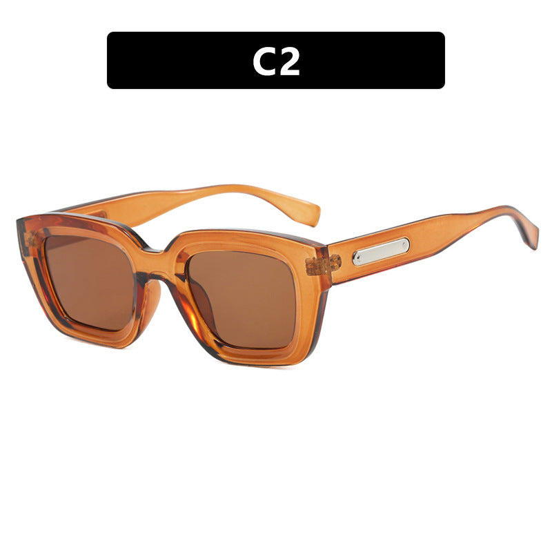Women's square sunglasses with transparent frame and brown lenses Bowlift